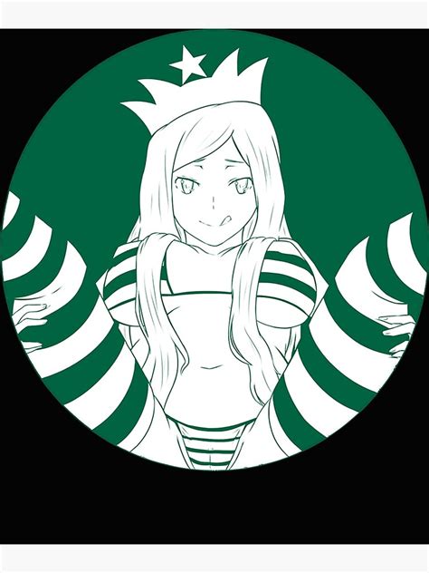 Lewd Anime Girl Starbucks Inspirited Design Sticker Canvas Print