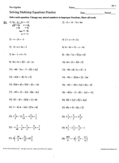 These 10 worksheets involve solving the variables. 1.15 Solving Multi-Step Equations