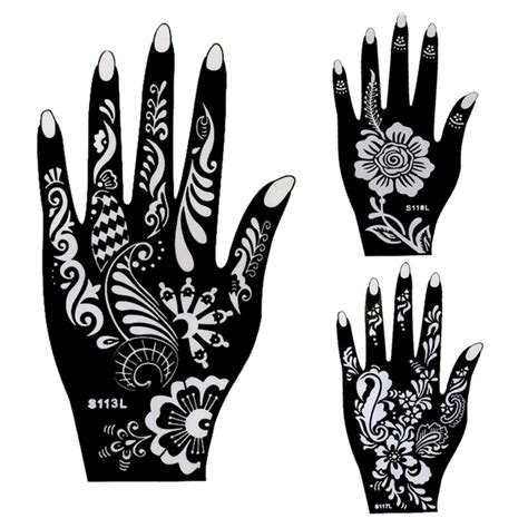 20pcs Large Mehndi Henna Tattoo Stencils 2112cm Flower Lace Glitter