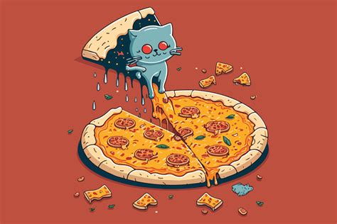 Cat Pizza Vector Illustration 22330469 Vector Art At Vecteezy