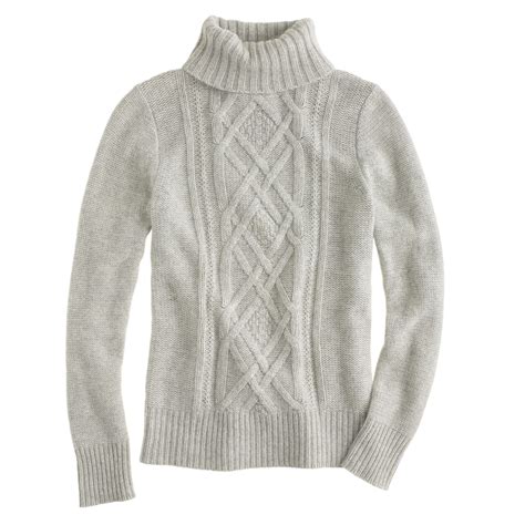 Jcrew Preorder Cambridge Cable Turtleneck Sweater In Metallic Lyst