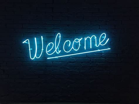 Welcome - Neon Lettering Sign on Behance