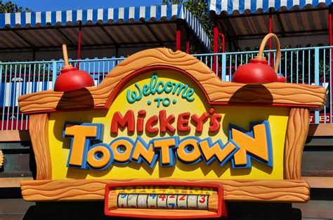 Welcome To Mickeys Toontown Sign At Disneyland In Anaheim California