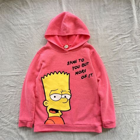 The Simpsons Bart Simpson Pink Pullover Hoodie Sweatshirt | Etsy