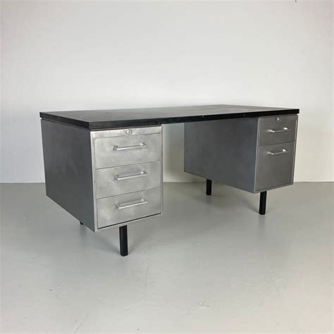 Stripped And Polished Steel Double Pedestal Desk Lovely And Co