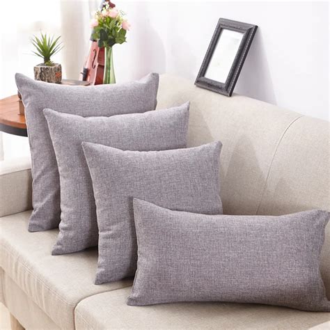 Rectangular Solid Color Cushion Cover Cotton Linen 3050cm Throw Pillow