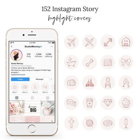 Graphic Design Blush Rose Gold Instagram Highlights And Story Covers