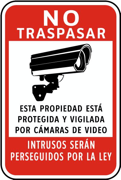 Spanish Property Protected By Video Surveillance Sign Save 10