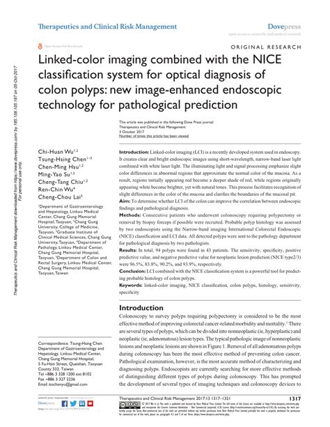 Pdf Linked Color Imaging Combined With The Nice Classification System