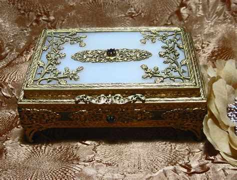 Antique Gold Ornate Jewelry Box 1900s