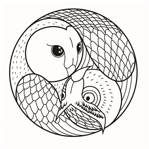 Mandala With 2 Owl Heads Mandalas With Animals