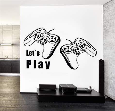 Joysticks Vinyl Decal Wall Stickerlets Play Quote Gaming Gamers Play