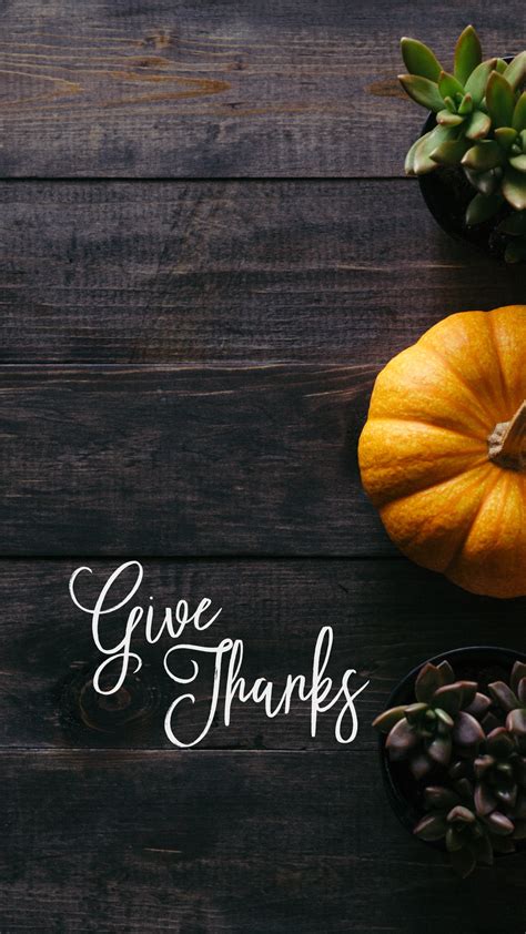 Give Thanks Pumpkin Thanksgiving November Fall Phone Wallpaper Lynn
