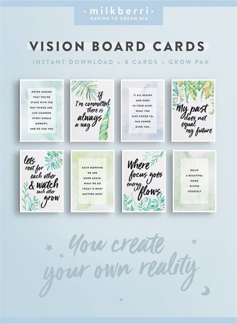 Vision Board Quote Cards 4 • Quote Print Vision Board Kit Wall Art