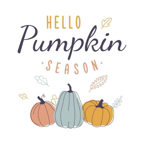 Hello Pumpkin Season Retro Autumn Design With Text Pumpkins And