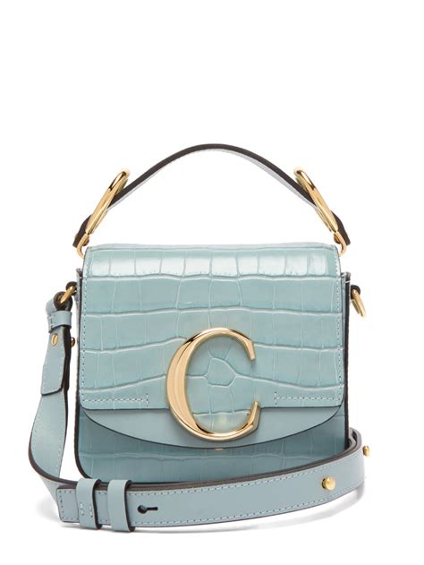 Chloé C Mini Crocodile Effect Leather Crossbody Bag