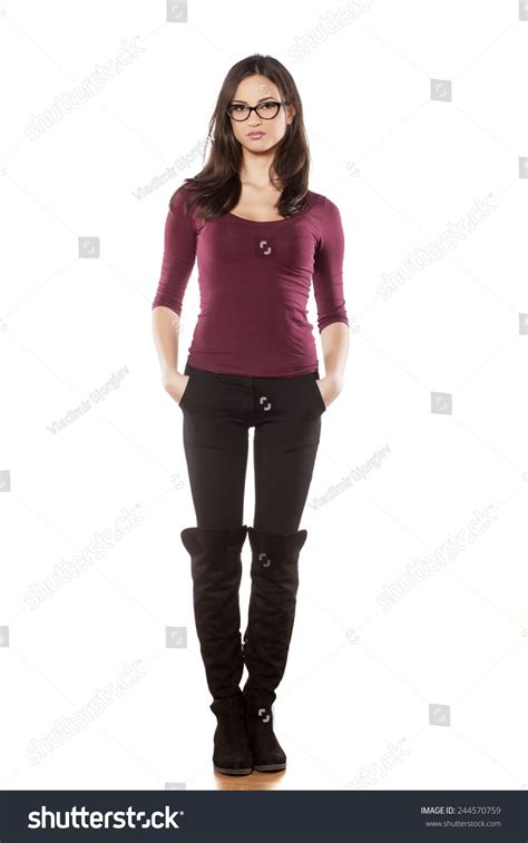 Front View Of Pretty Young Woman Standing On White Background Woman Standing Pale Women Women