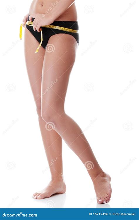 Woman Measuring Her Body Stock Photo Image Of Nude Line