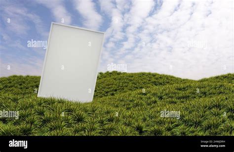 White Board Mock Up In Grass Field Nature Mock Up Concept 3d