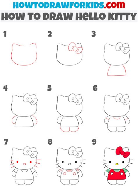 How to Draw Hello Kitty - Easy Drawing Tutorial For Kids