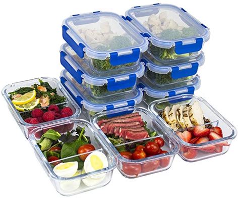 Glass Meal Prep Containers 2 Compartments With Upgraded Snap Locking Lids Glass Food Storage