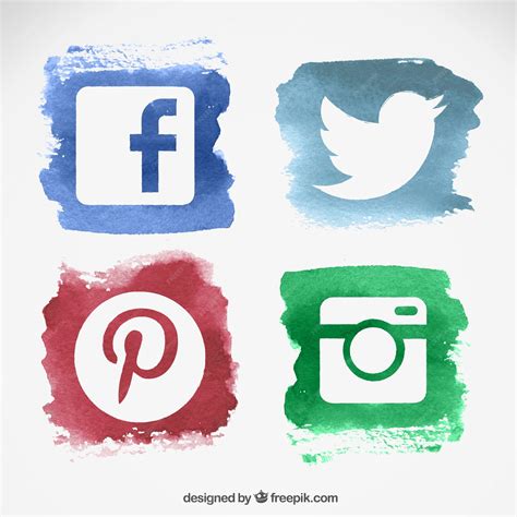 Free Vector Watercolor Social Media Logos