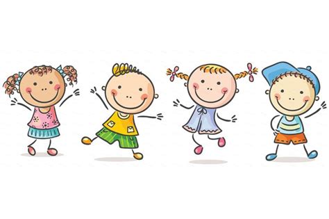 Happy Cartoon Kids Bundle Children Doodle Kids Clipart 111896