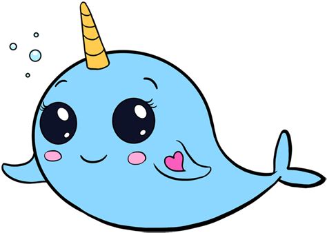 Narwhal Clipart Step By Step Narwhal Easy To Draw Png Download