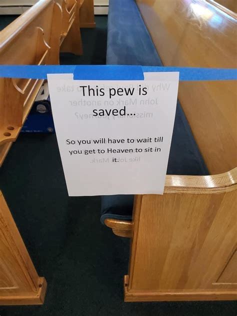 Baptist Church Makes Hilarious Social Distancing Signs For Pews Epicpew