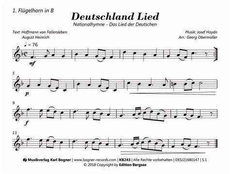 deutschland lied nationalhymne das lied der deutschen marschbuch blasmusik noten