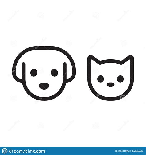 Cat And Dog Head Icon Stock Vector Illustration Of Canine
