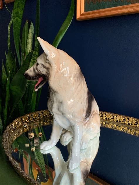 Large Ceramic German Shepherd Dog Statue