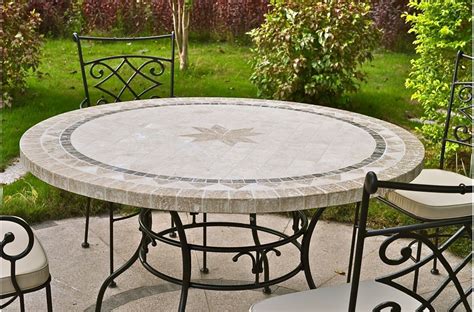 125 160cm Outdoor Garden Round Mosaic Stone Marble Dining