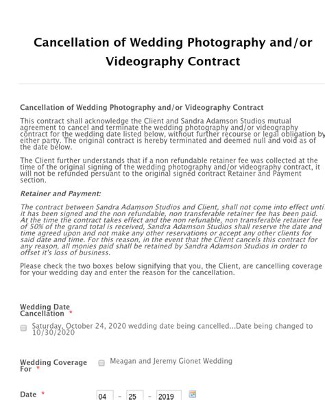 On 21st august 2017 stands cancelled as of now. Wedding Photography Contract Cancellation Form Template ...