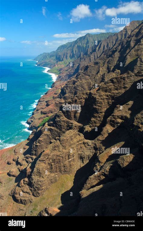 The Na Pali Coast From The Sky Kauai Island Hawaii Usa Stock Photo