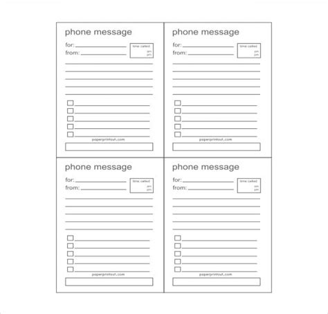 Pdf Free Printable Phone Message Template
