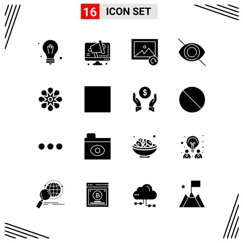 16 Icons Solid Style Grid Based Creative Glyph Symbols For Website