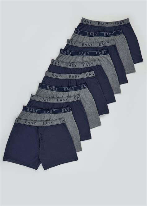 Men Matalan Underwear 10 Pack Loose Fit Boxers Navy • Fitforfelix