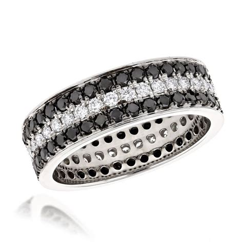 Platinum Rings White And Black Diamond Eternity Band By Luxurman 2