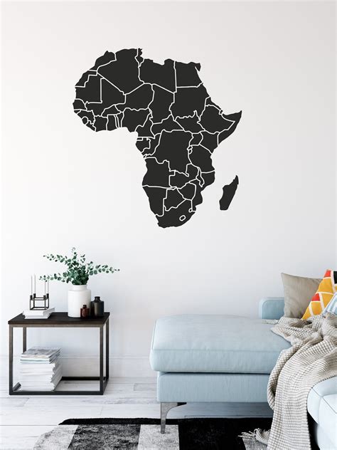 Africa Map Wall Decal Africa Continent Wall Art Africa Etsy Uk