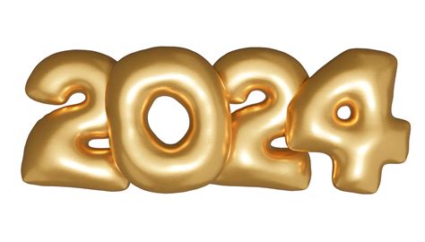 New Year 2024 Gold Balloons Number 27765207 Png