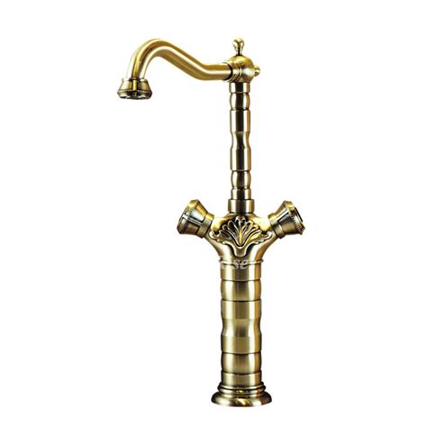 Rkf swivel spout two handle centerset bathroom faucet. Polished Brass Bathroom Faucet Centerset 2 Handle Gold Vessel