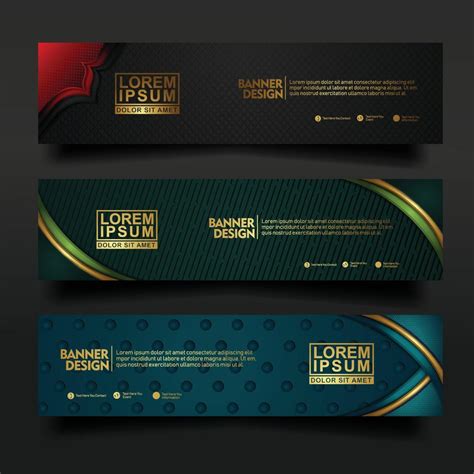 Set Banner Template Design With Luxury And Elegant Lines Shape Ornament