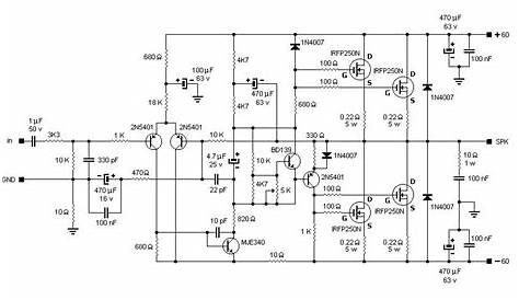 200 watt mosfet amplifier circuit diagram