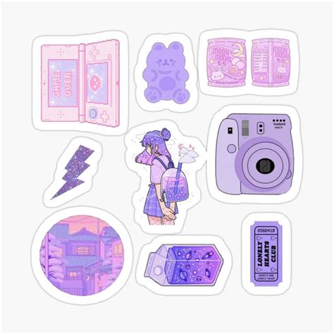 Cute Purple Aesthetic Pack Sticker By Imagilure In 2022 Sticker Design Inspiration Cute