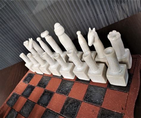 Ceramic Chess Set Stoneware Chess Set Board And Pawns In Etsy