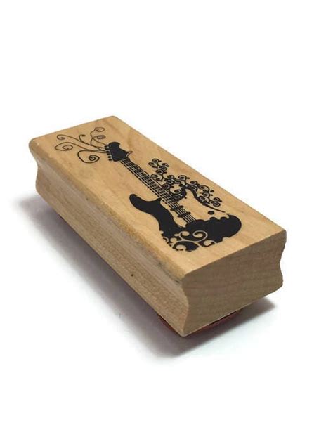 Guitar Rubber Stamp Musical Instrument Craft Stamp Music Paper Etsy