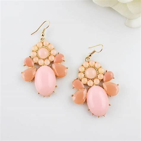 Pink Gemstone Gold Drop Dangle Earrings Shein Sheinside
