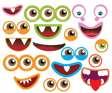 Instant Download Monster Eyes And Monster Mouths Clip Art Cm11