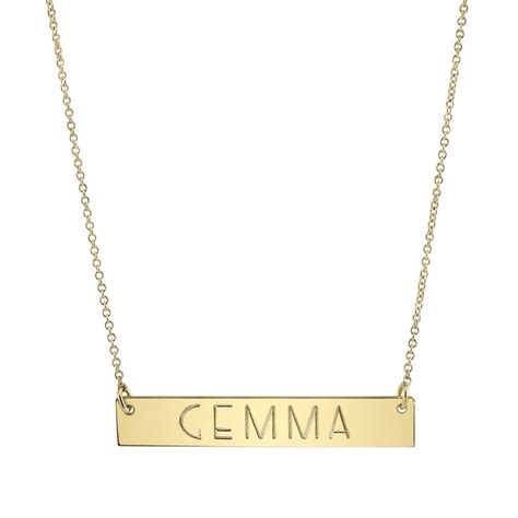 14k Yellow Gold Nameplate Necklace Engraved With A Modern Font Can Be